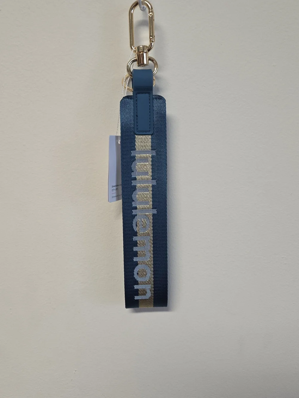 Blue Webbing Key Fob Strap with Gold Accent
